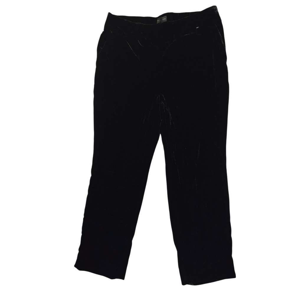 Talbots Black Velvet Straight Leg High Rise Dress Pants Stretch 14 NWOT